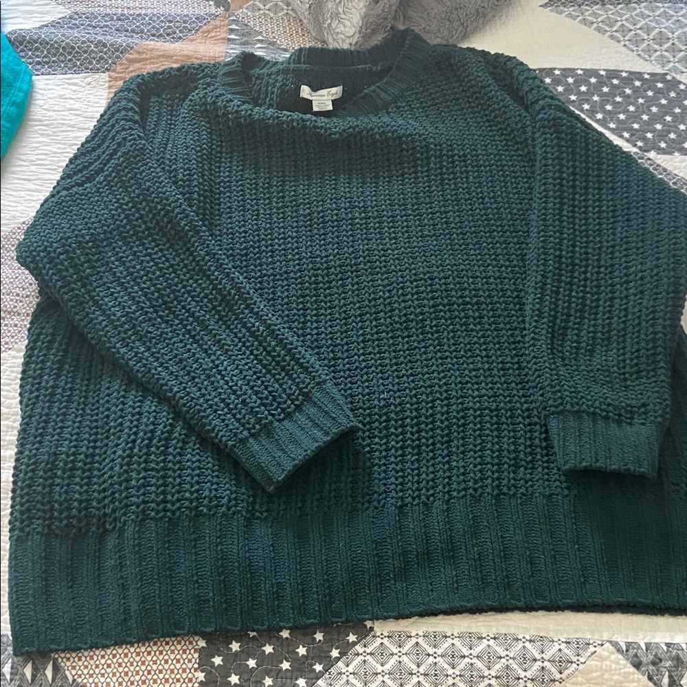 AMERICAN EAGLE Oversized Chunky Knit Emerald Christmas Green Sweater